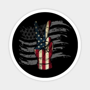 American Flag Peace Sign Hand 4th of July Magnet